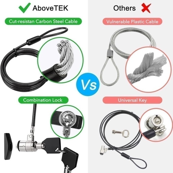 AboveTEK Anti-theft Hardware Protection for Devices Laptop Lock Security Cable - Picture 4 of 4